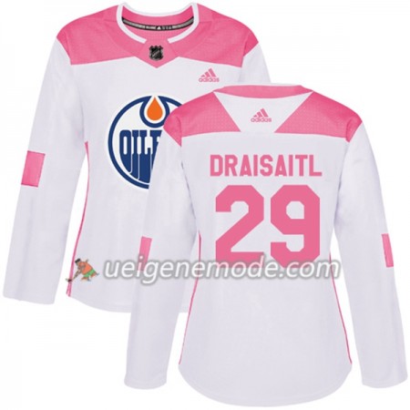 Dame Eishockey Edmonton Oilers Trikot Leon Draisaitl 29 Adidas 2017-2018 Weiß Pink Fashion Authentic